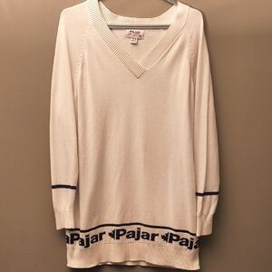 Pajar - Women's Long White V-Neck Sweater